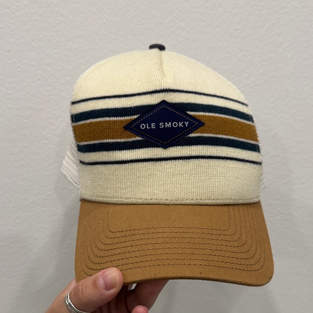 Striped Trucker Hat with Logo